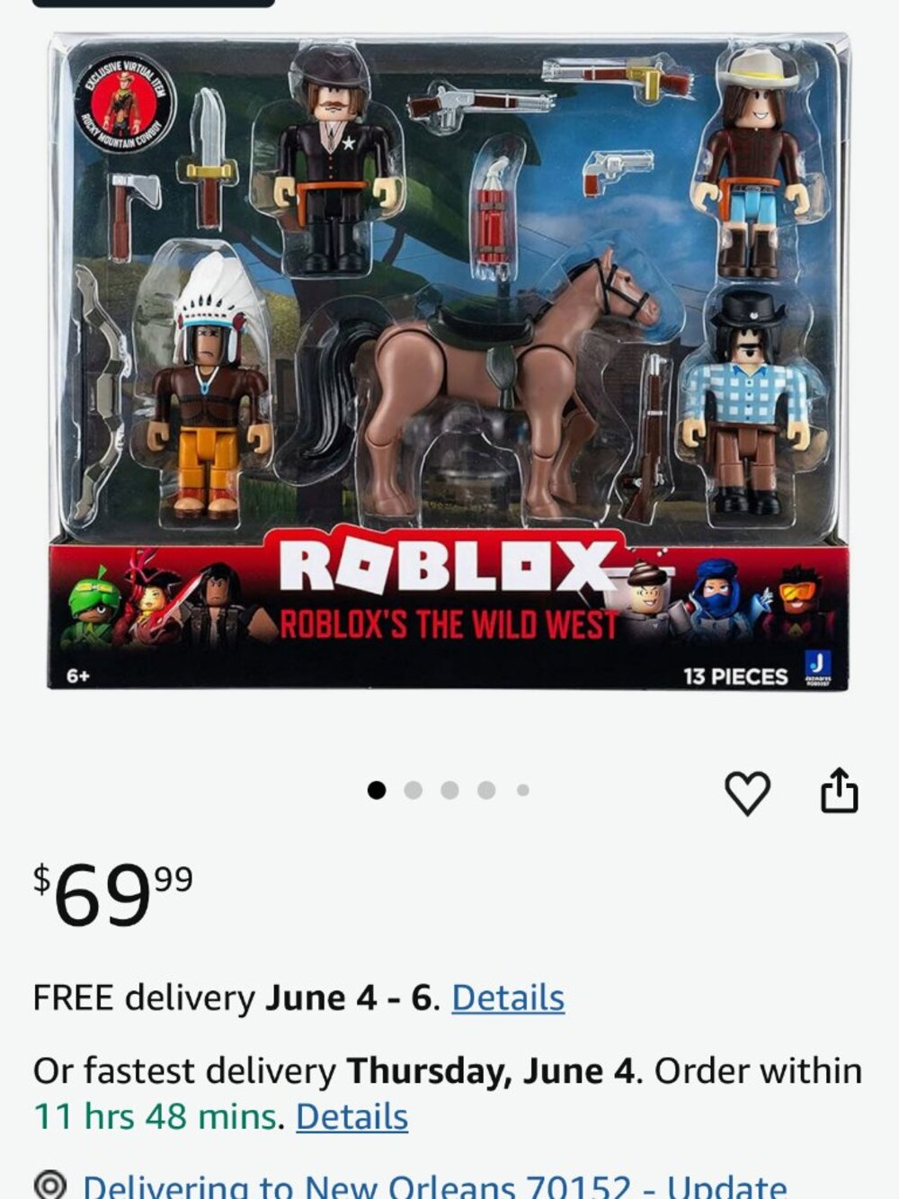 Roblox The Wild West 5 Figure Pack 13 Pieces Exclusive Virtual Item Code NEW